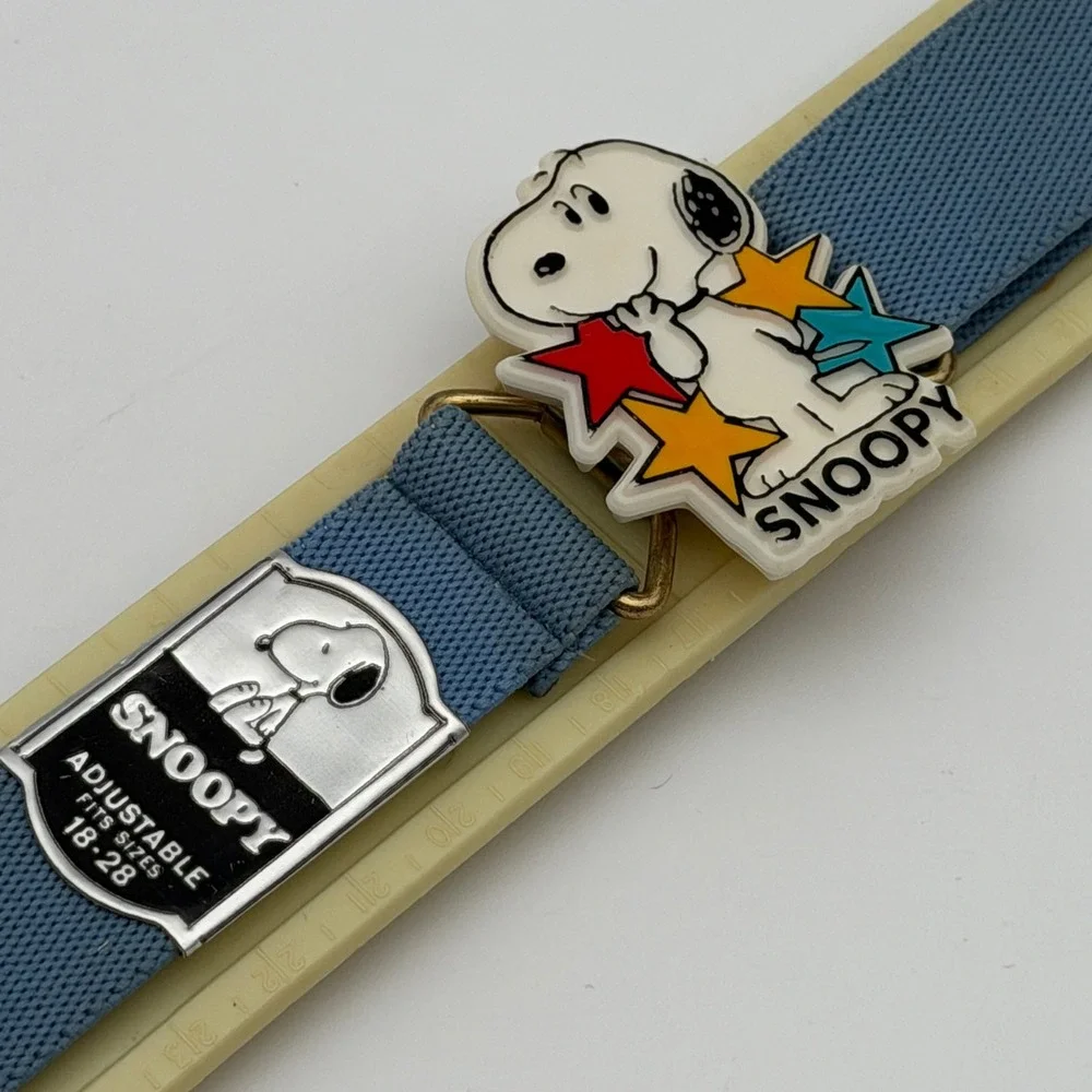 Vintage Lee Snoopy Peanuts Blue Elastic Adjustable Belt Kids Made in USA 18-28